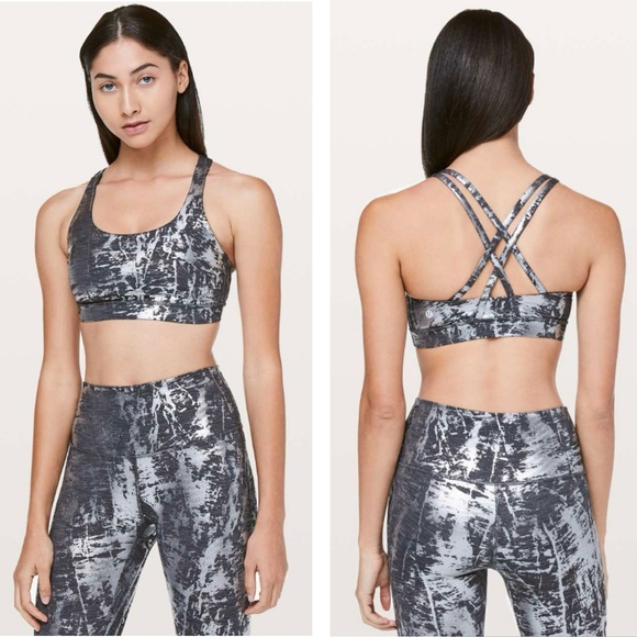 Lululemon Energy Bra in Crinkle Heather Brindle High Shine Foil Size 6 - Picture 3 of 13